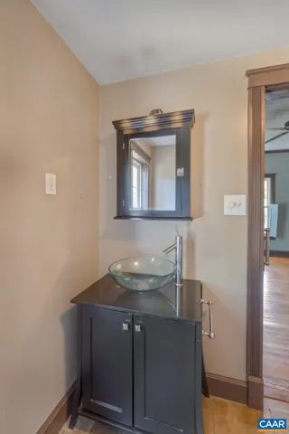 a view of an entryway with a chandelier