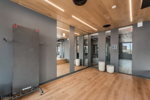 a view of a room with gym equipment