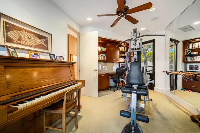 a view of a room with gym equipment