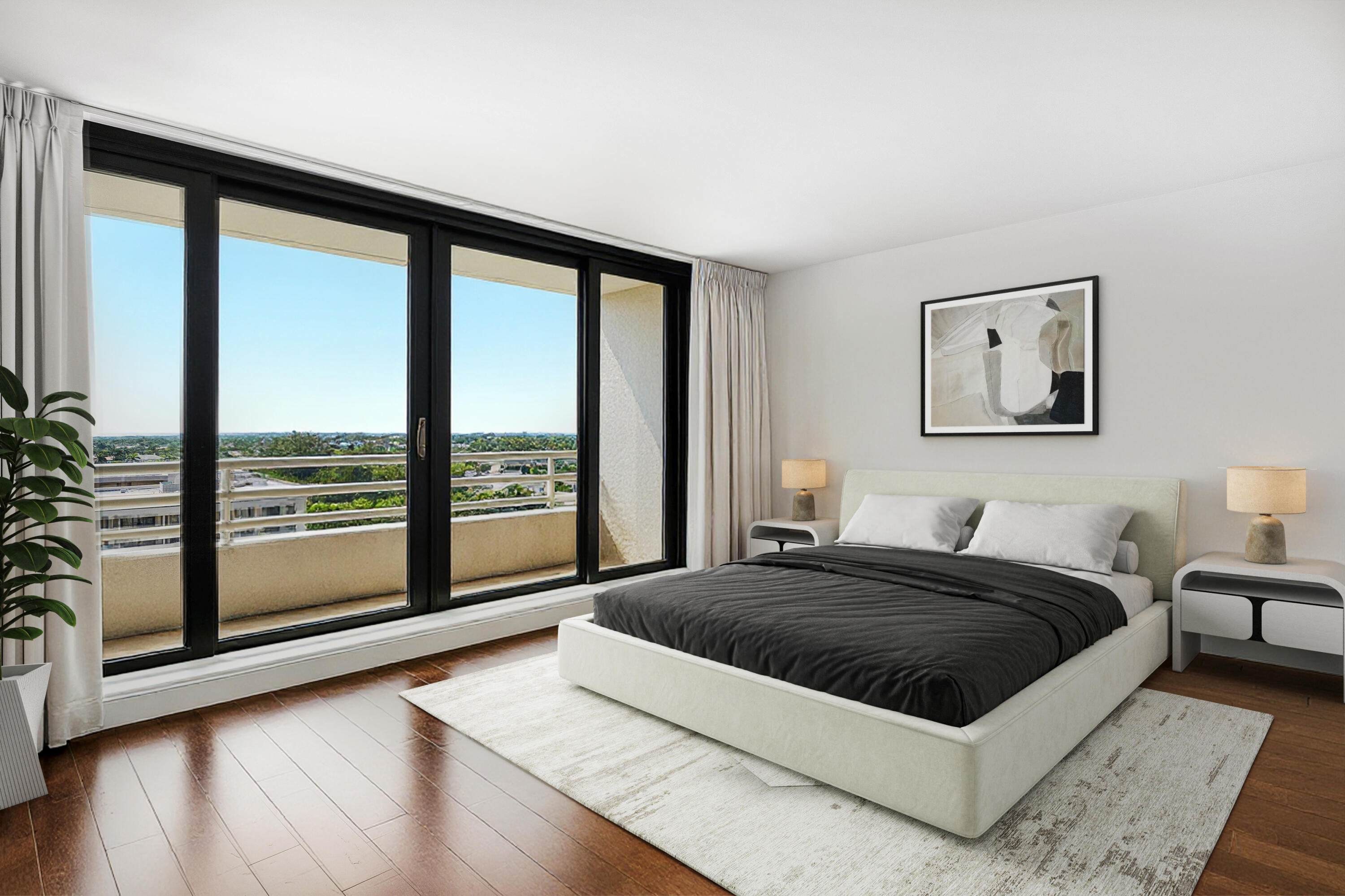 1500 South Ocean Boulevard, Unit 804 Boca Raton, FL 33432 - Photo 10 of 45 a living room with a large bed and a large window