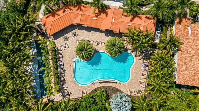 a view of a garden with a slide