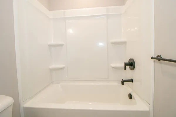 a bathroom with a bathtub