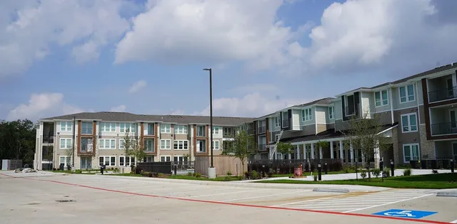 a front view of a building with street view