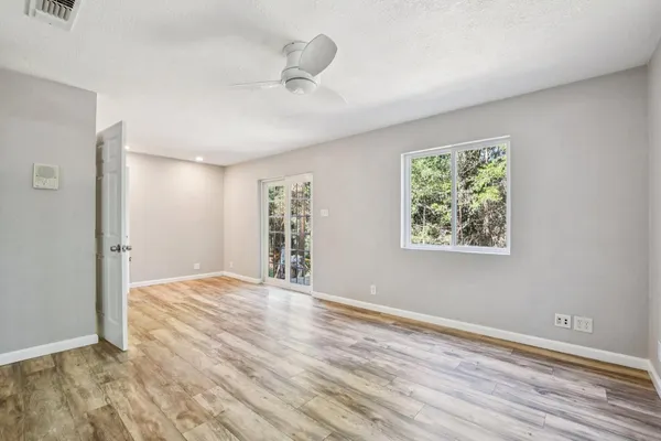 a view of a room with racks on the wall