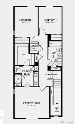 a view of a hallway with paintings on the wall