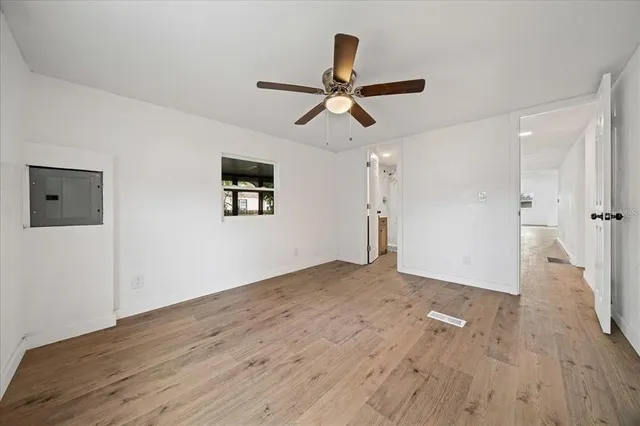 a view of small space with racks on the wall