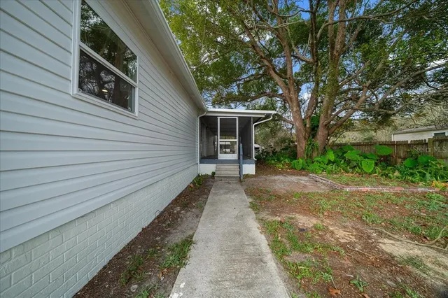 a view of a field with tree s