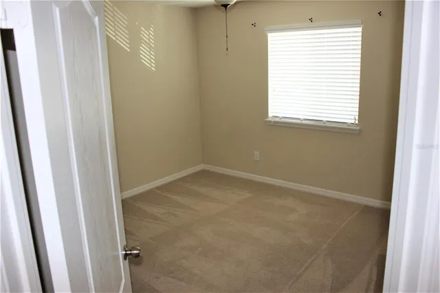 a view of a small space with a window