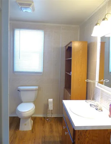 a bathroom with a sink a toilet and mirror