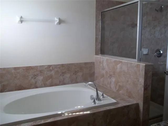 a bathroom with a bathtub