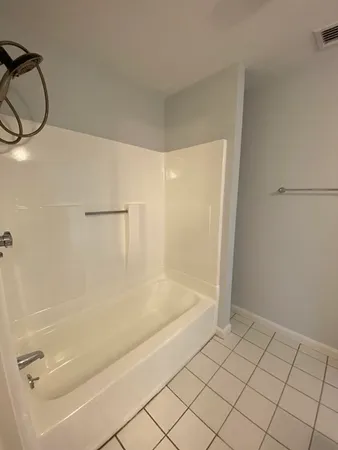 a bathroom with a bathtub