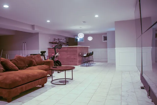 a living room with furniture