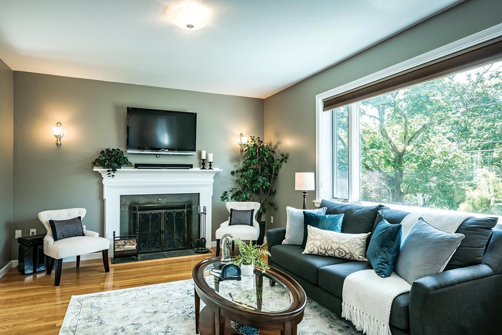 200 Country Club Road Newton, MA 02459 - Photo 3 of 12 a living room with furniture a fireplace and a flat screen tv