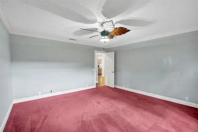 a view of a livingroom with a ceiling fan and closet