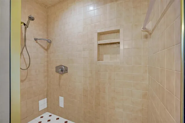 a view of a garden with a tree