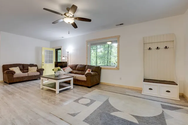 a living room with furniture