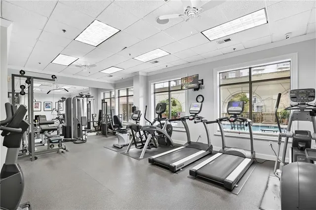 a view of a room with gym equipment