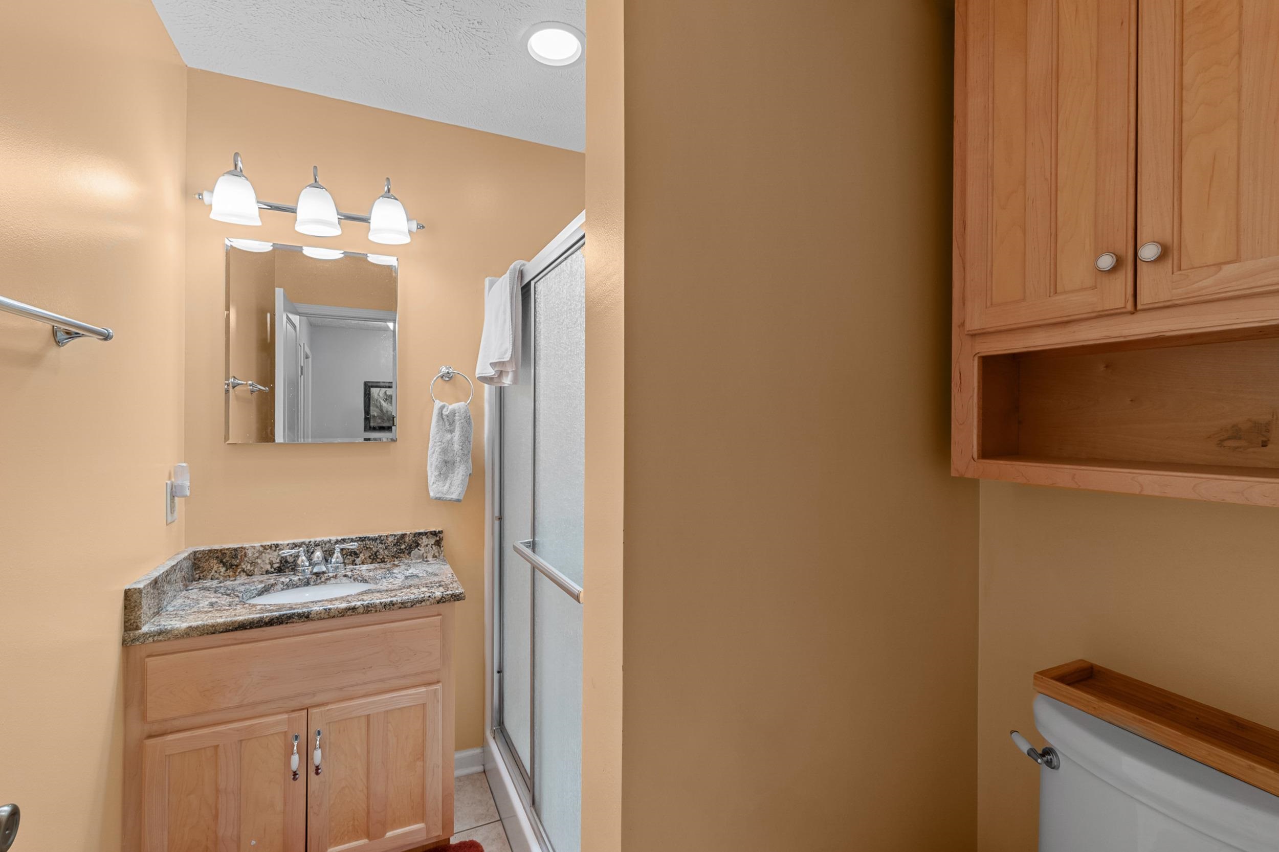 15 Marina Point Circle Iuka, MS 38852 - Photo 18 of 24 a bathroom with a granite countertop sink and a mirror