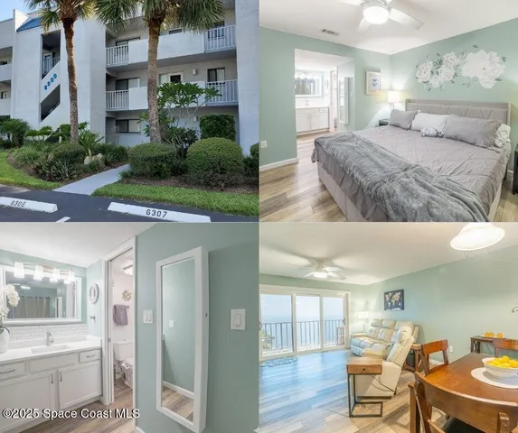 a bedroom with furniture and a yard