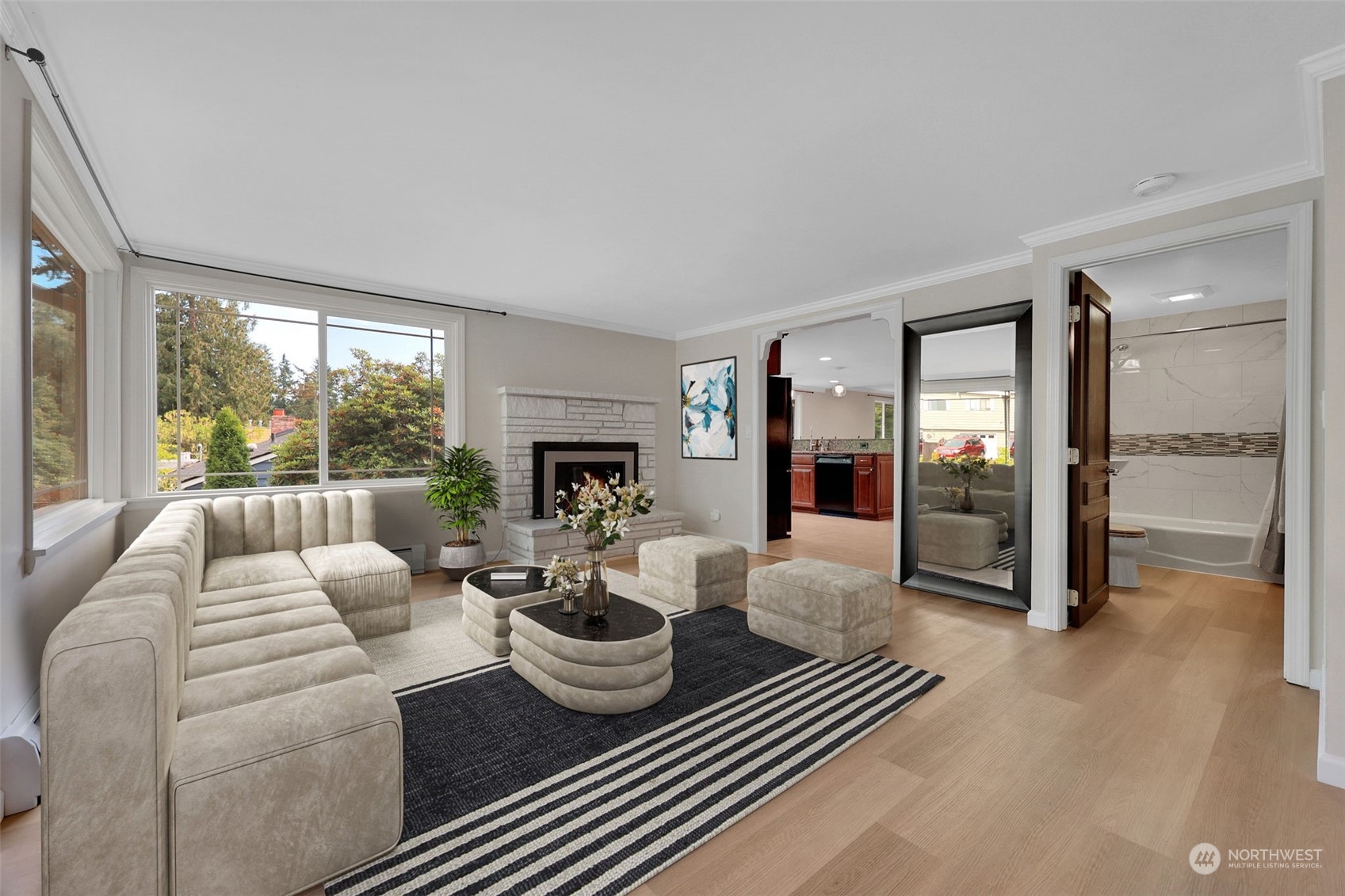 23820 7th Avenue West Bothell, WA 98021 - Photo 7 of 32 a living room with furniture fireplace and a large window