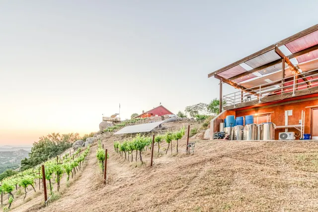 a view of a backyard with a table and chair plants and wooden fence