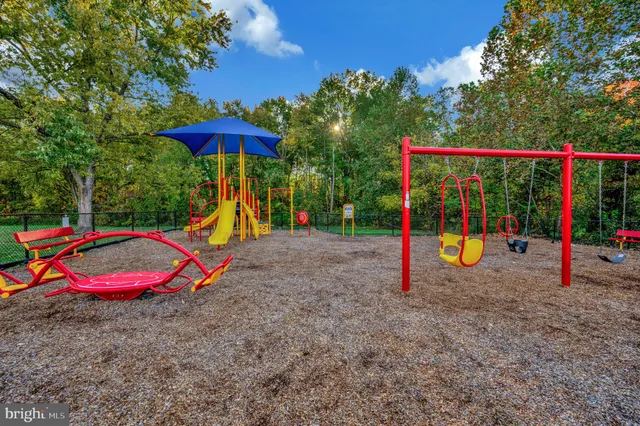 a view of a park with slides