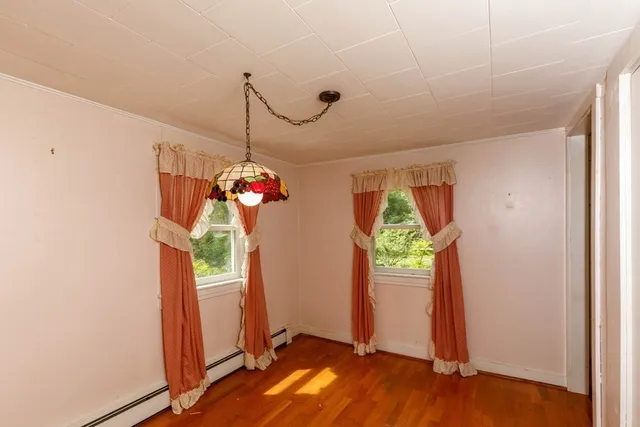 a room with window and stairs