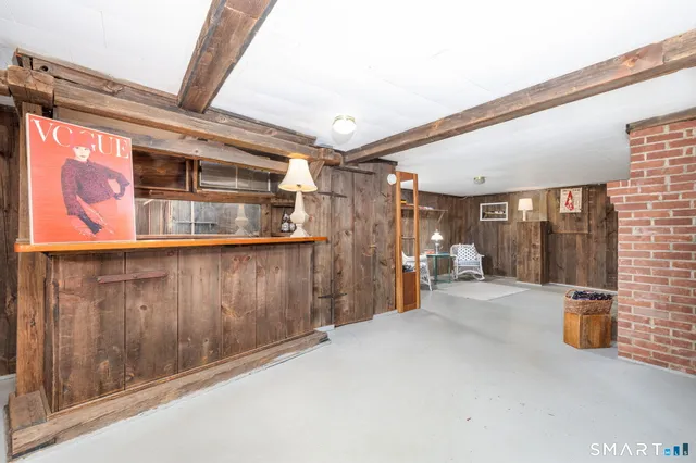 a view of a porch with seating space