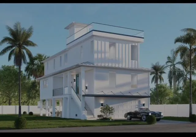 a front view of house with yard and trees around