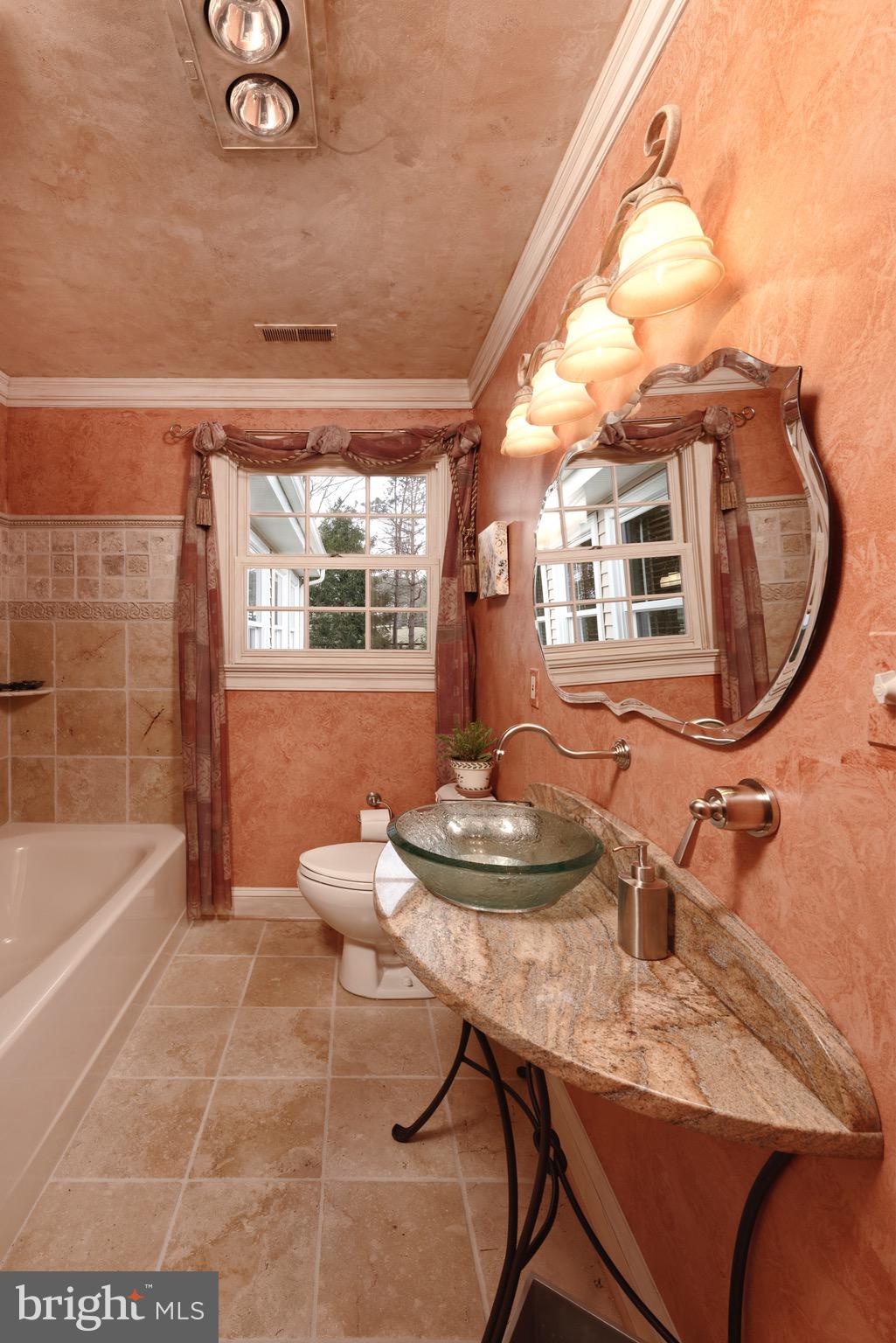8908 Woodward Road Marshall, VA 20115 - Photo 14 of 53 Travertine marble floor & decorative tub surround