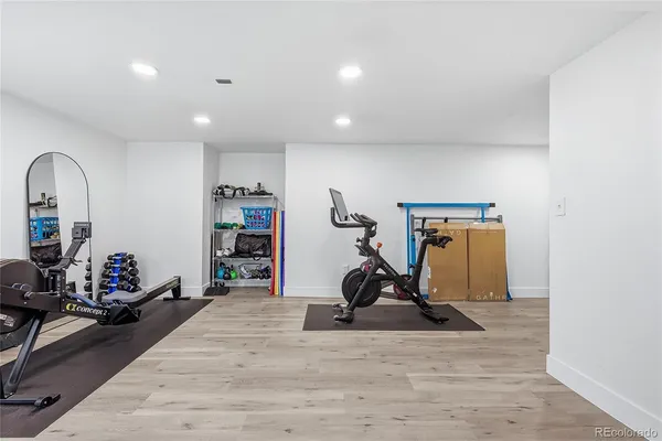 a view of a room with gym equipment