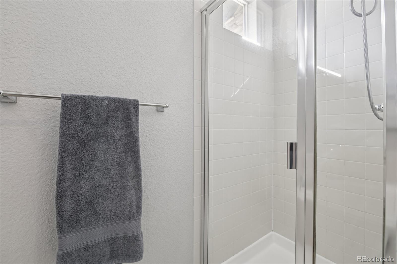 224 Whitehaven Circle Highlands Ranch, CO 80129 - Photo 20 of 34 a bathroom with a glass shower door