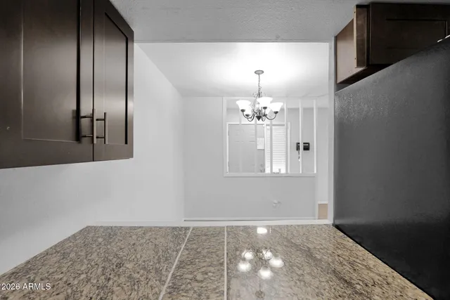 a view of a livingroom with a chandelier