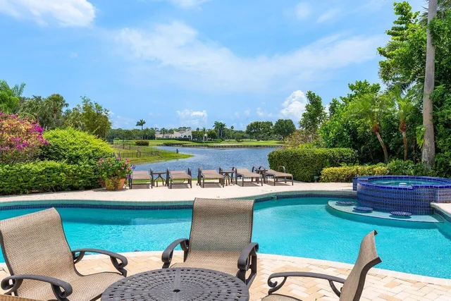 a view of a lake with a house