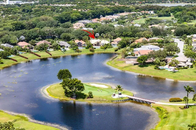 a view of a house with a yard and potted plants