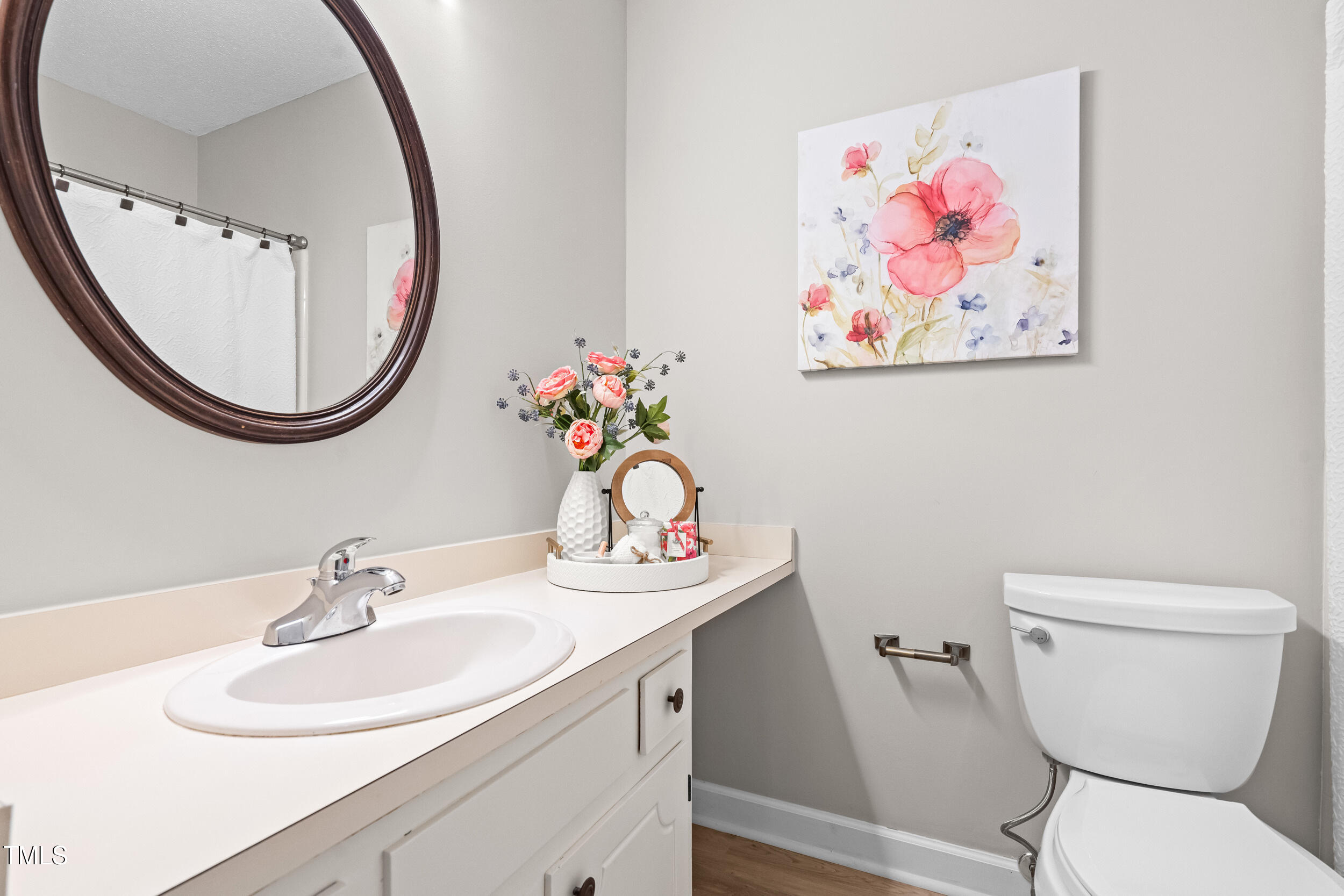 232 Clancy Circle Cary, NC 27511 - Photo 8 of 14 a bathroom with a sink a mirror and a toilet