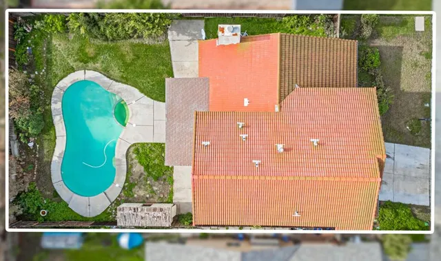 an aerial view of a house