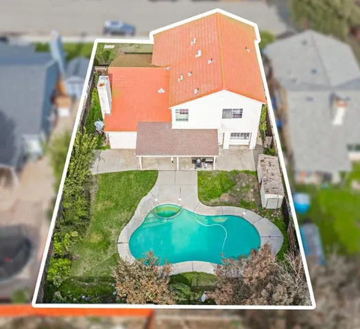 an aerial view of a house