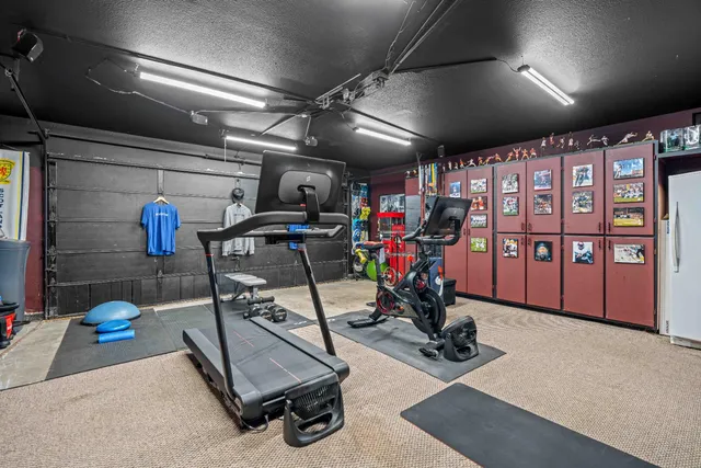 a view of a room with gym equipment