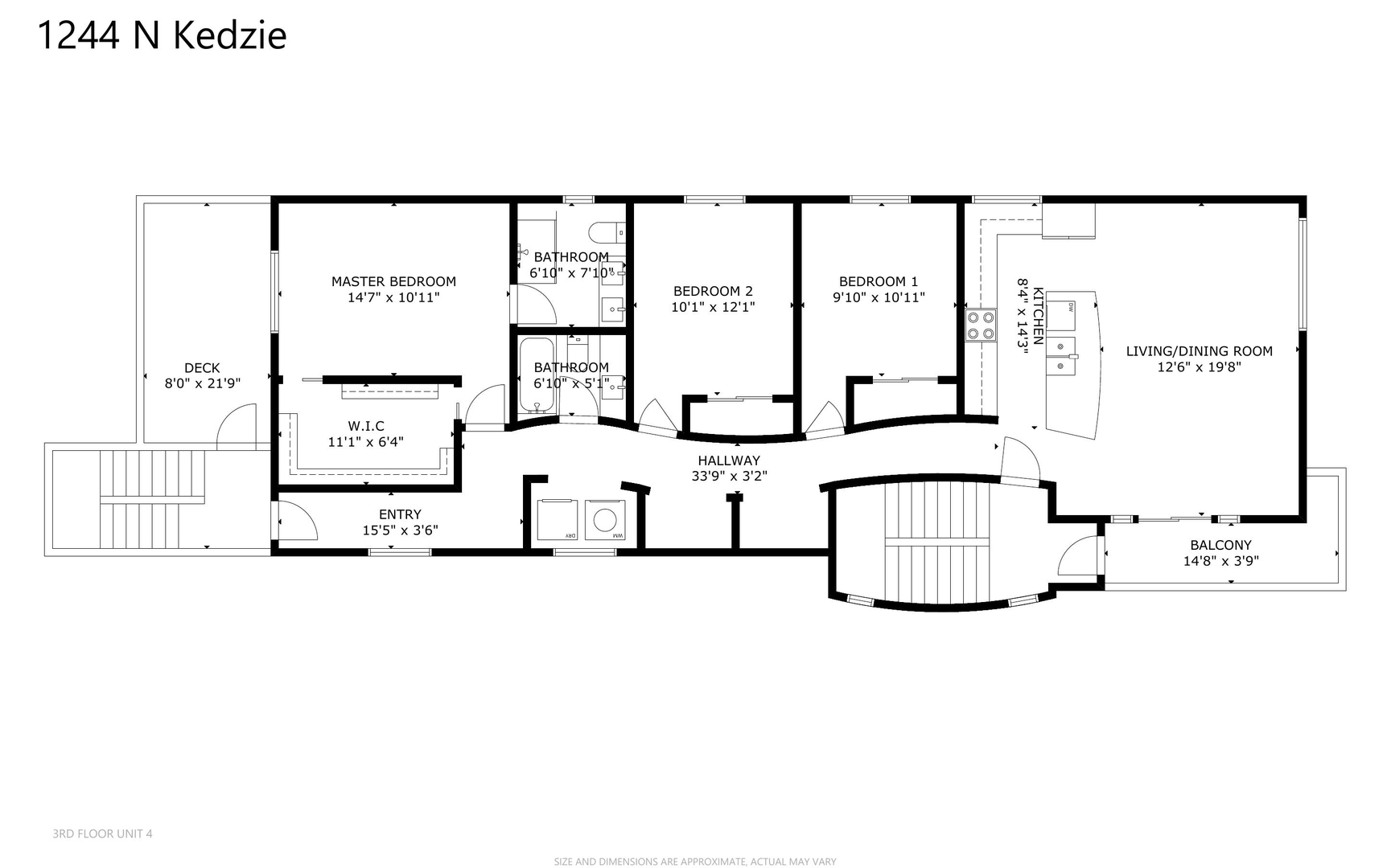 1244 North Kedzie Avenue, Unit 4 Chicago, IL 60651 - Photo 25 of 26 a view of a living room with a white wall and next to a window