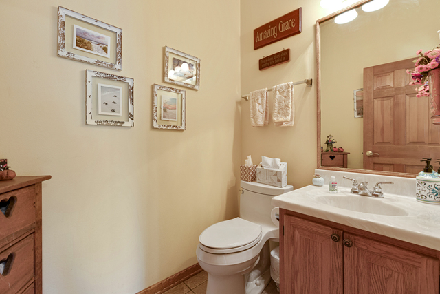 14N600 Timber Ridge Drive Elgin, IL 60124 - Photo 27 of 28 a bathroom with a sink mirror and toilet