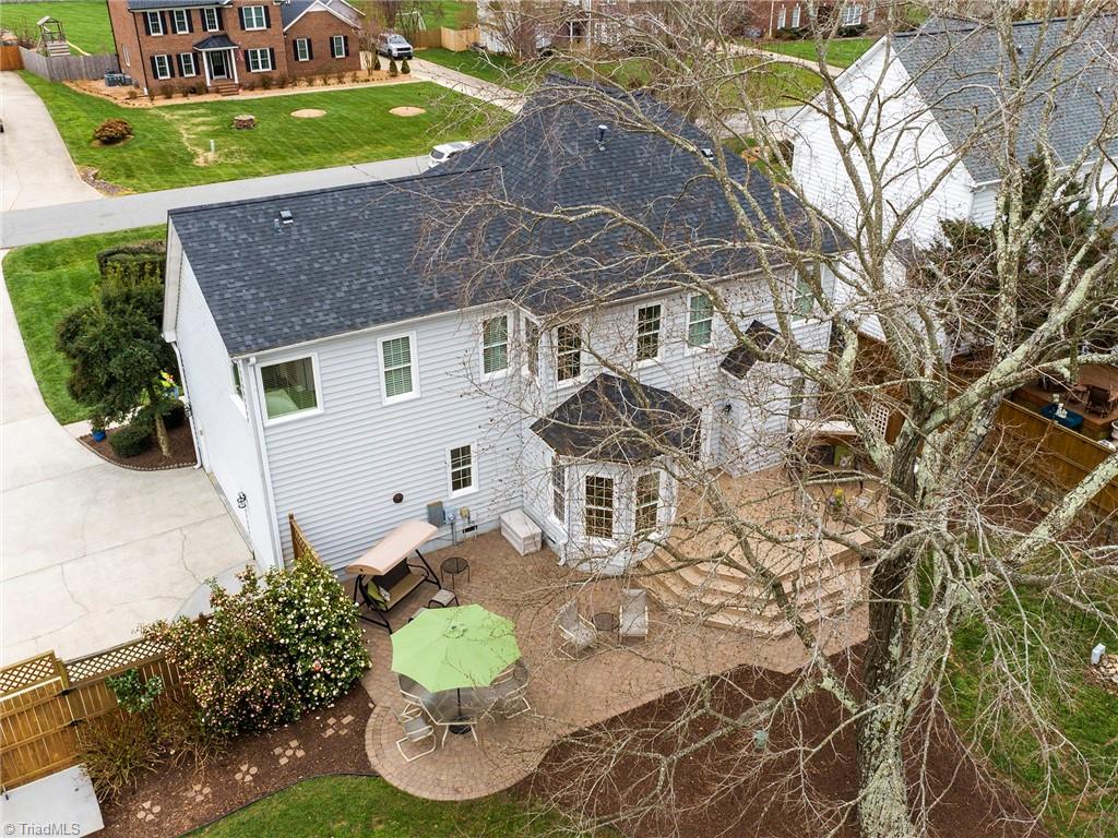 2811 Norwell Court Oak Ridge, NC 27310 - Photo 45 of 50 Overhead view of the backyard showing the details! Access to the backyard is offered on both sides of the home with gates!