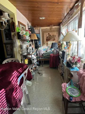 a view of a garden with an outdoor space