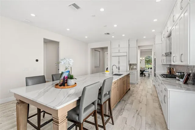 a view of a lake with a garden and lake view