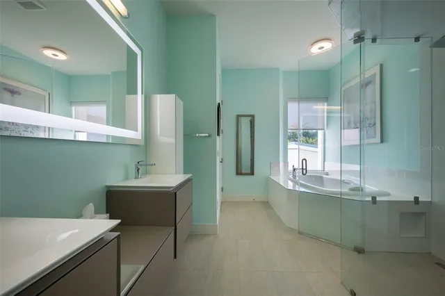 a view of a lake with outdoor space