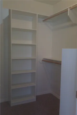 a view of an empty walk in closet
