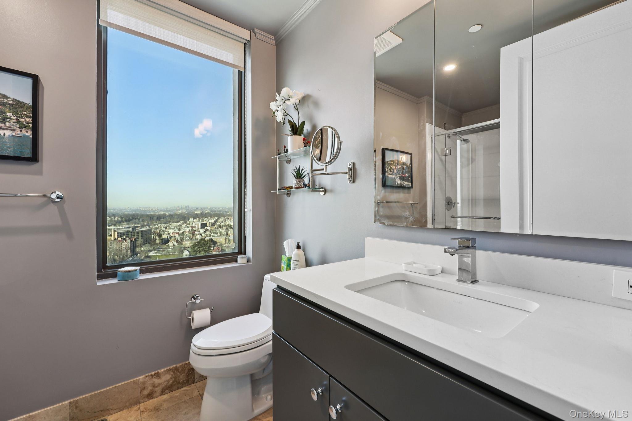 175 Huguenot Street, Unit 2503 New Rochelle, NY 10801 - Photo 6 of 32 a bathroom with a sink a toilet and shower