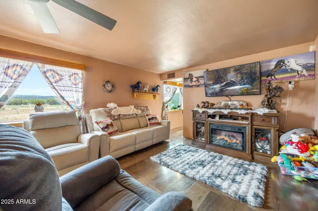 a living room with furniture and a couch