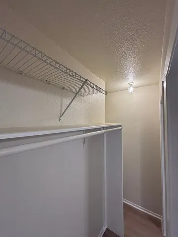 a view of an empty walk in closet