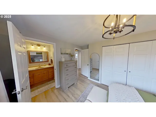 a kitchen with a refrigerator and countertop